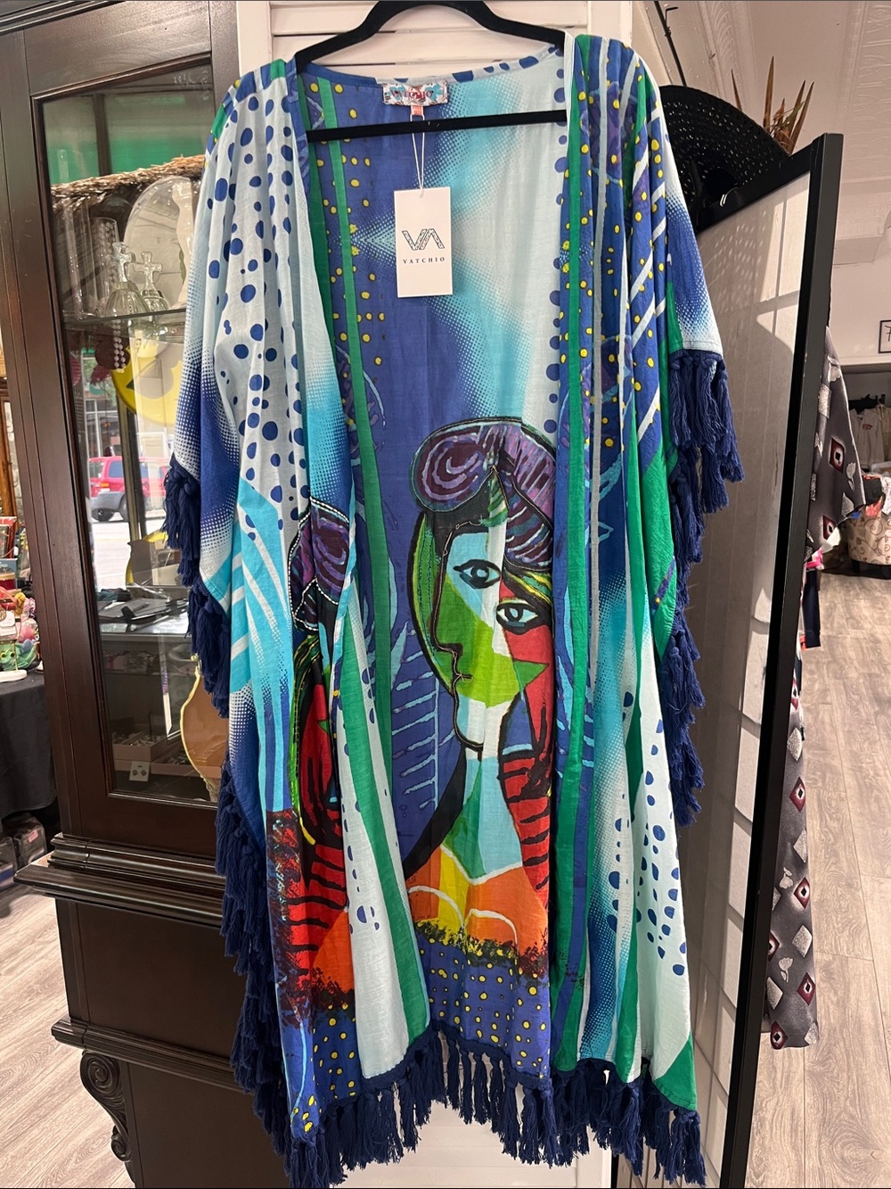 Vibrant Blue & Green Abstract Women's Swim Coverup -
